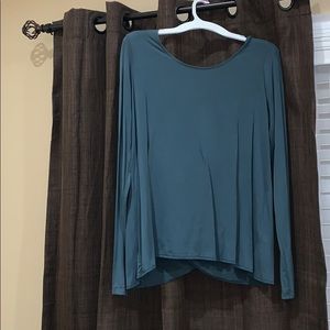 Teal Long sleeve, draped low-back top